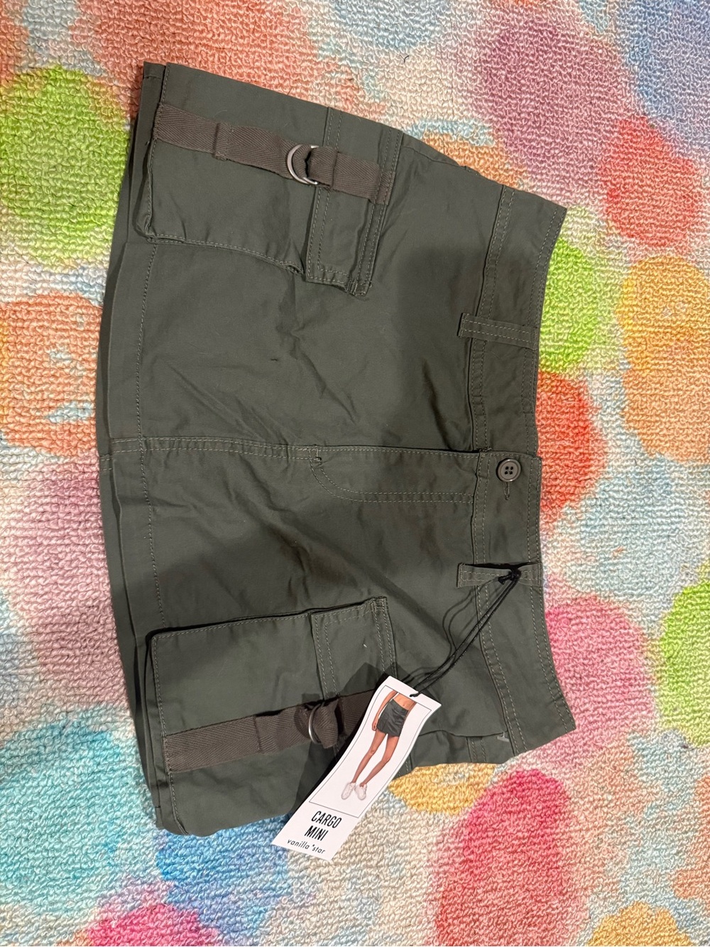 Olive Green Cargo Mini Skirt